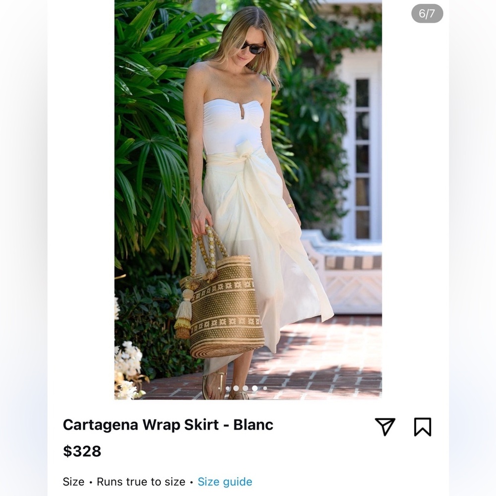 Julia Amory Cartagena Wrap Skirt- Blanc- Medium NWT - Picture 5 of 8